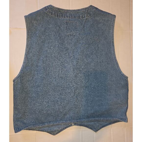 Vintage Chicago Bears Vest Mens Large Blue Denim Jacket 90s Football NFL - Picture 4 of 5